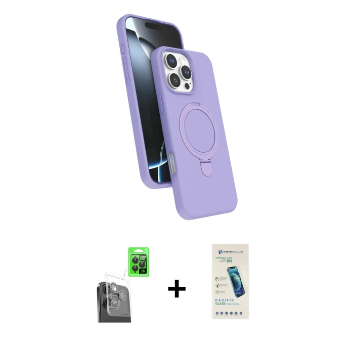 MARSİLYAN™- iPhone 16 Pro Max Kılıf İz Işık Koleksiyonu - Şeffaf Pasifik Cam Ekran Koruyucu + Siyah Raze Metal Kamera Lens
