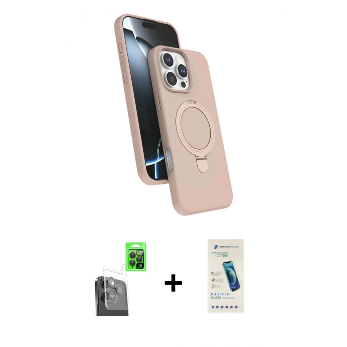 MARSİLYAN™- iPhone 16 Pro Max Kılıf İz Işık Koleksiyonu - Şeffaf Pasifik Cam Ekran Koruyucu + Siyah Raze Metal Kamera Lens