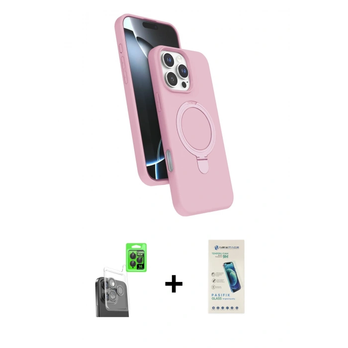 MARSİLYAN™- iPhone 16 Pro Max Kılıf İz Işık Koleksiyonu - Şeffaf Pasifik Cam Ekran Koruyucu + Siyah Raze Metal Kamera Lens