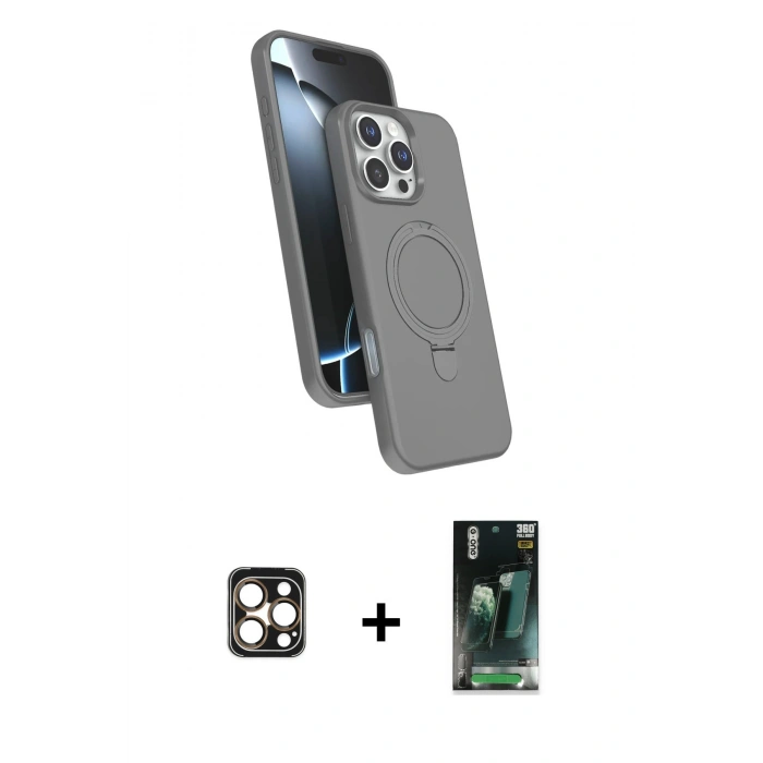 MARSİLYAN™- iPhone 16 Pro Max Kılıf İz Işık Koleksiyonu - Siyah 360 Mat Full Body Arka Koruyucu + PVD Metal Kamera Lens - GD