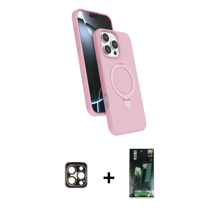 MARSİLYAN™- iPhone 16 Pro Max Kılıf İz Işık Koleksiyonu - Siyah 360 Mat Full Body Arka Koruyucu + PVD Metal Kamera Lens - GD
