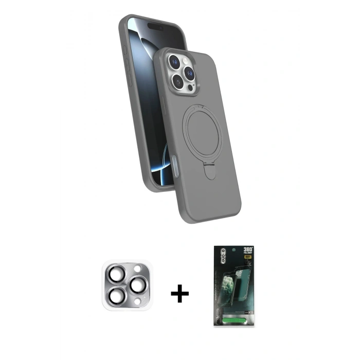 MARSİLYAN™- iPhone 16 Pro Max Kılıf İz Işık Koleksiyonu - Siyah 360 Mat Full Body Arka Koruyucu + Pers Alüminyum Kamera Lens - GI
