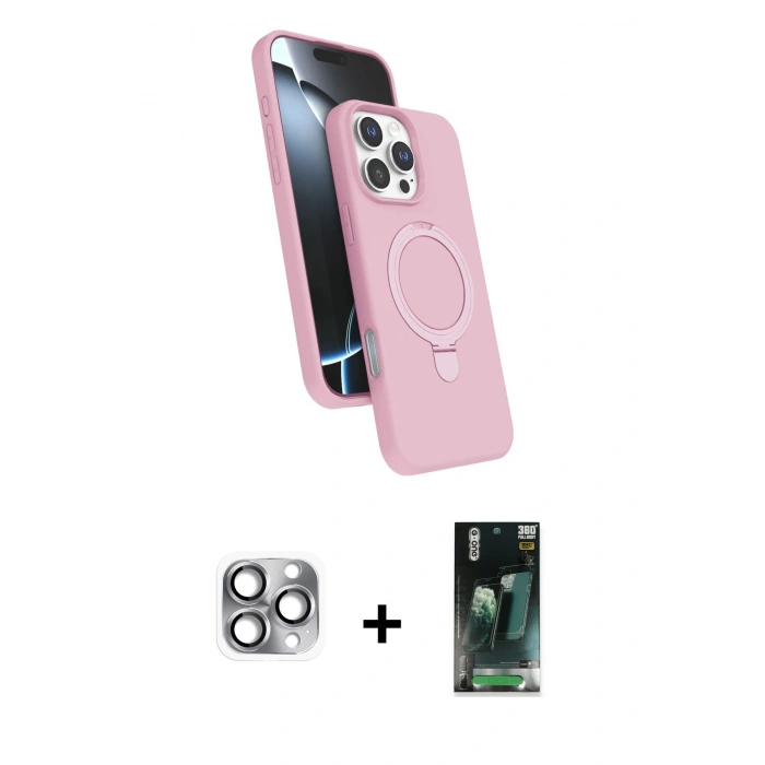 MARSİLYAN™- iPhone 16 Pro Max Kılıf İz Işık Koleksiyonu - Siyah 360 Mat Full Body Arka Koruyucu + Pers Alüminyum Kamera Lens - GI