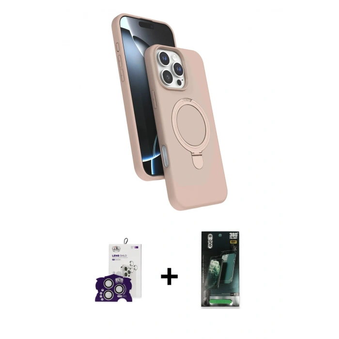 MARSİLYAN™- iPhone 16 Pro Max Kılıf İz Işık Koleksiyonu - Siyah 360 Mat Full Body Arka Koruyucu + Gümüş Bilvis Titan Kamera Lens