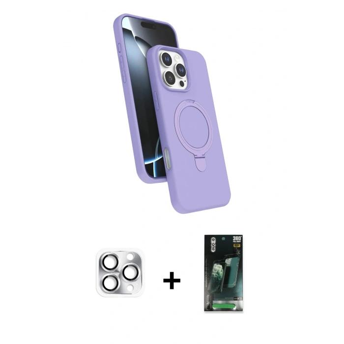 MARSİLYAN™- iPhone 16 Pro Max Kılıf İz Işık Koleksiyonu - Siyah 360 Mat Full Body Arka Koruyucu + Pers Alüminyum Kamera Lens - GS