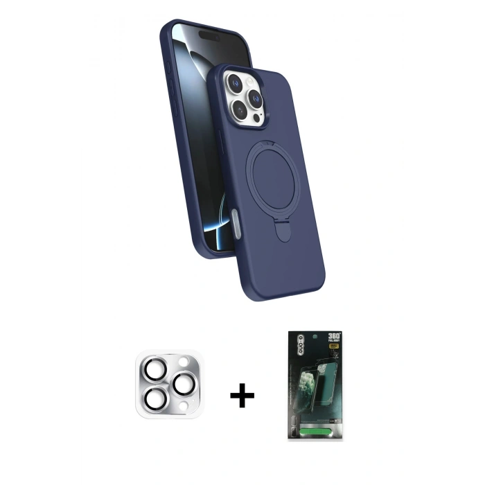 MARSİLYAN™- iPhone 16 Pro Max Kılıf İz Işık Koleksiyonu - Siyah 360 Mat Full Body Arka Koruyucu + Pers Alüminyum Kamera Lens - GS