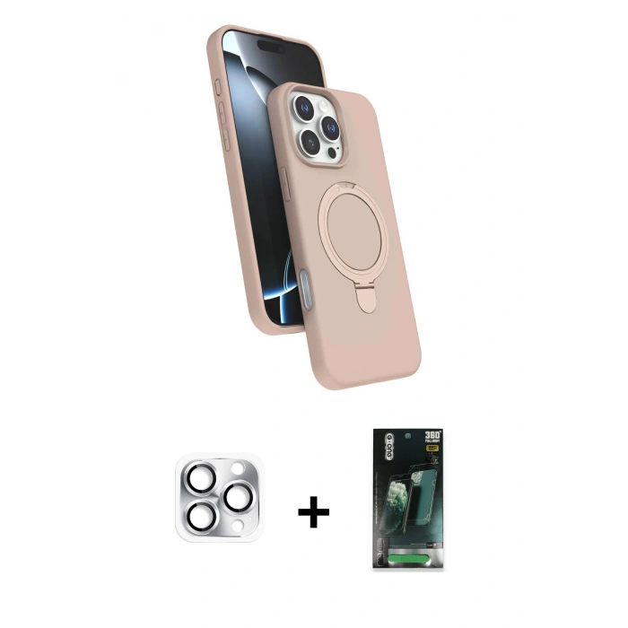 MARSİLYAN™- iPhone 16 Pro Max Kılıf İz Işık Koleksiyonu - Siyah 360 Mat Full Body Arka Koruyucu + Pers Alüminyum Kamera Lens - GS