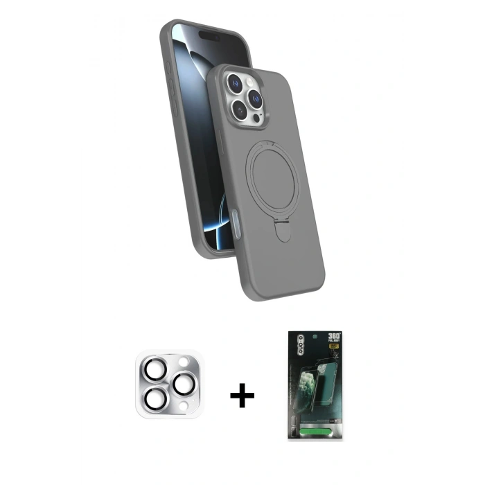 MARSİLYAN™- iPhone 16 Pro Max Kılıf İz Işık Koleksiyonu - Siyah 360 Mat Full Body Arka Koruyucu + Pers Alüminyum Kamera Lens - GS