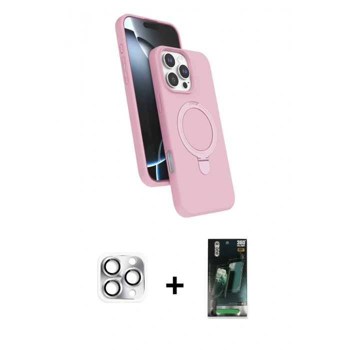 MARSİLYAN™- iPhone 16 Pro Max Kılıf İz Işık Koleksiyonu - Siyah 360 Mat Full Body Arka Koruyucu + Pers Alüminyum Kamera Lens - GS