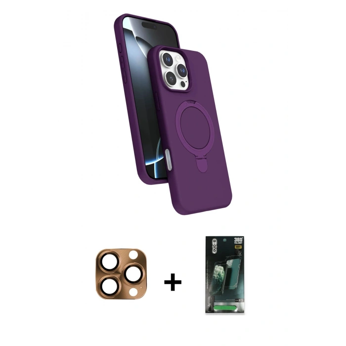 MARSİLYAN™- iPhone 16 Pro Max Kılıf İz Işık Koleksiyonu - Siyah 360 Mat Full Body Arka Koruyucu + Pers Alüminyum Kamera Lens - CLTM