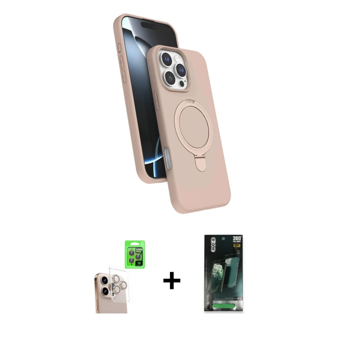 MARSİLYAN™- iPhone 16 Pro Max Kılıf İz Işık Koleksiyonu - Siyah 360 Mat Full Body Arka Koruyucu + Raze Metal Kamera Lens - NLGY