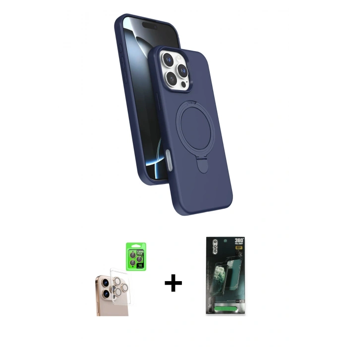 MARSİLYAN™- iPhone 16 Pro Max Kılıf İz Işık Koleksiyonu - Siyah 360 Mat Full Body Arka Koruyucu + Raze Metal Kamera Lens - NLGY