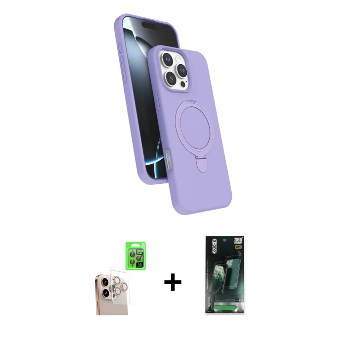 MARSİLYAN™- iPhone 16 Pro Max Kılıf İz Işık Koleksiyonu - Siyah 360 Mat Full Body Arka Koruyucu + Raze Metal Kamera Lens - NLGY