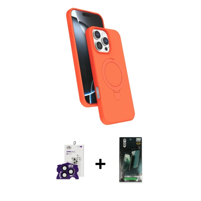 MARSİLYAN™- iPhone 16 Pro Max Kılıf İz Işık Koleksiyonu - Siyah 360 Mat Full Body Arka Koruyucu + Bilvis Titan Kamera Lens - SH
