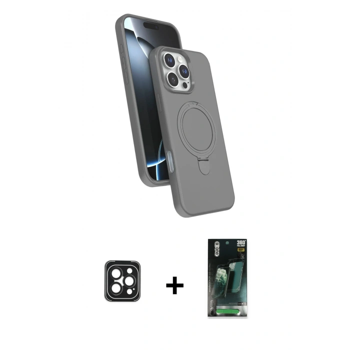 MARSİLYAN™- iPhone 16 Pro Max Kılıf İz Işık Koleksiyonu - Siyah 360 Mat Full Body Arka Koruyucu + PVD Metal Kamera Lens - SH