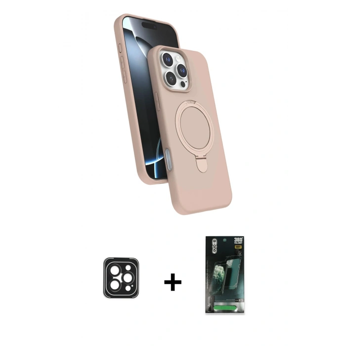 MARSİLYAN™- iPhone 16 Pro Max Kılıf İz Işık Koleksiyonu - Siyah 360 Mat Full Body Arka Koruyucu + PVD Metal Kamera Lens - SH