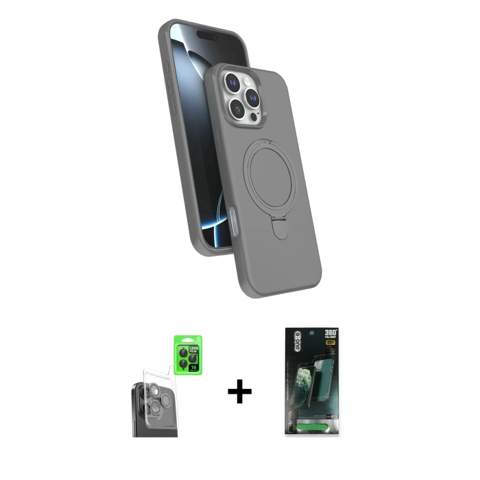 MARSİLYAN™- iPhone 16 Pro Max Kılıf İz Işık Koleksiyonu - Siyah 360 Mat Full Body Arka Koruyucu + Siyah Raze Metal Kamera Lens