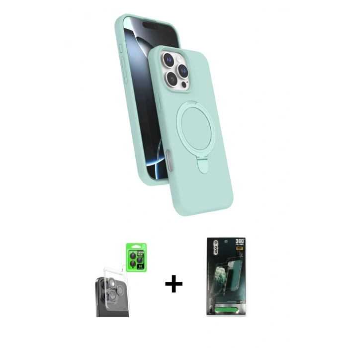 MARSİLYAN™- iPhone 16 Pro Max Kılıf İz Işık Koleksiyonu - Siyah 360 Mat Full Body Arka Koruyucu + Siyah Raze Metal Kamera Lens