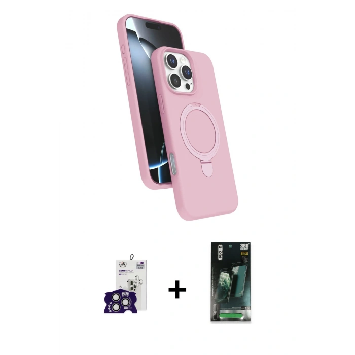 MARSİLYAN™- iPhone 16 Pro Max Kılıf İz Işık Koleksiyonu - Siyah 360 Mat Full Body Arka Koruyucu + Bilvis Titan Kamera Lens - TMGI