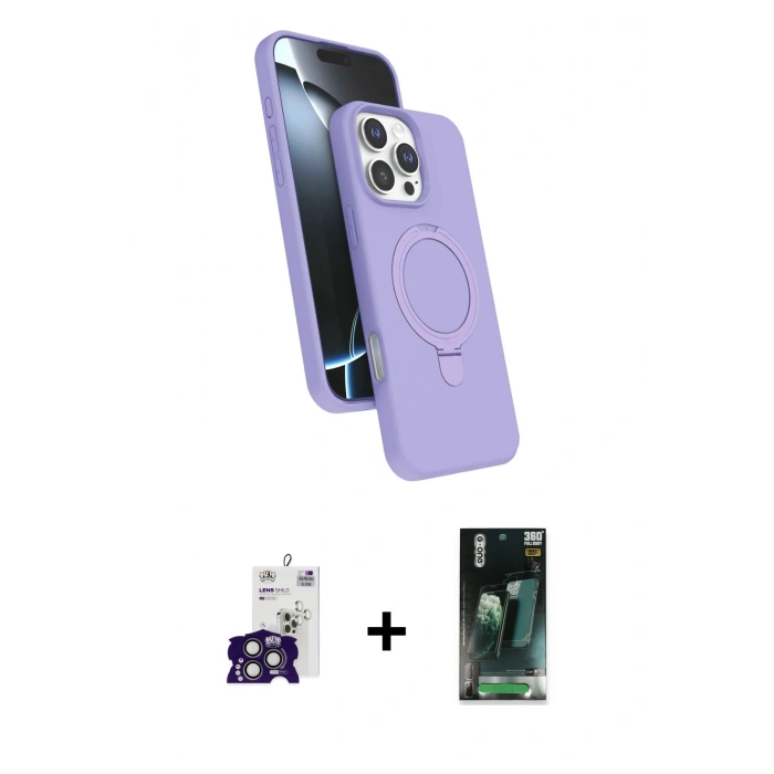 MARSİLYAN™- iPhone 16 Pro Max Kılıf İz Işık Koleksiyonu - Siyah 360 Mat Full Body Arka Koruyucu + Bilvis Titan Kamera Lens - TMGI
