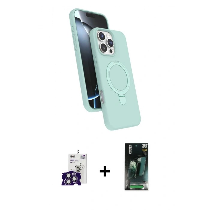 MARSİLYAN™- iPhone 16 Pro Max Kılıf İz Işık Koleksiyonu - Siyah 360 Mat Full Body Arka Koruyucu + Bilvis Titan Kamera Lens - TMGI
