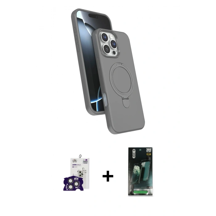 MARSİLYAN™- iPhone 16 Pro Max Kılıf İz Işık Koleksiyonu - Siyah 360 Mat Full Body Arka Koruyucu + Bilvis Titan Kamera Lens - TMGI