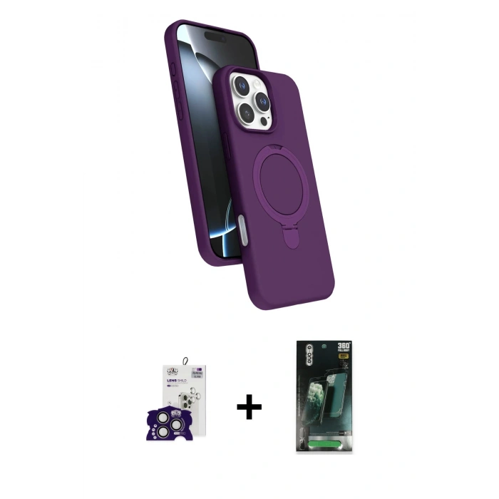 MARSİLYAN™- iPhone 16 Pro Max Kılıf İz Işık Koleksiyonu - Siyah 360 Mat Full Body Arka Koruyucu + Bilvis Titan Kamera Lens - TMGI