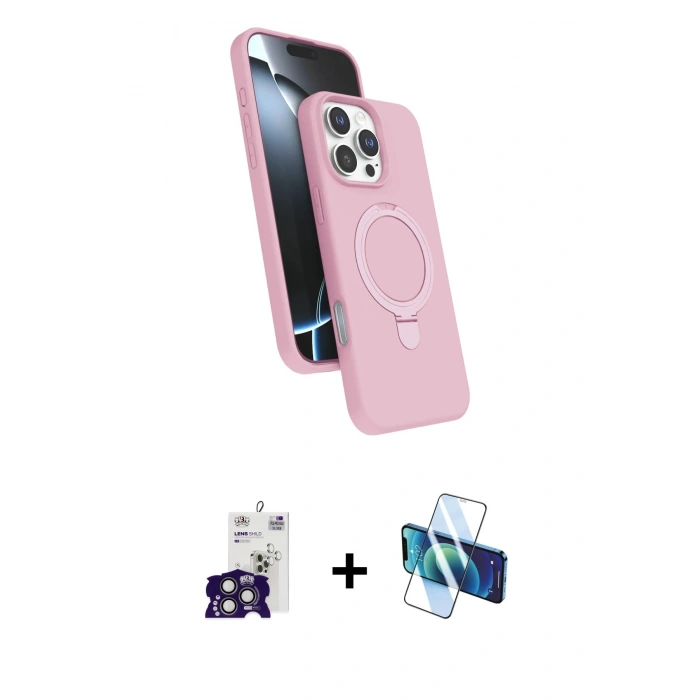 MARSİLYAN™- iPhone 16 Pro Max Kılıf İz Işık Koleksiyonu - Siyah 3D Antistatik Cam Ekran Koruyucu + Bilvis Titan Kamera Lens - TMGI
