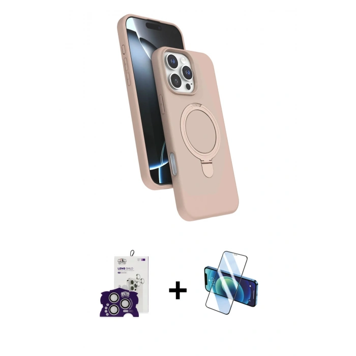 MARSİLYAN™- iPhone 16 Pro Max Kılıf İz Işık Koleksiyonu - Siyah 3D Antistatik Cam Ekran Koruyucu + Bilvis Titan Kamera Lens - GS