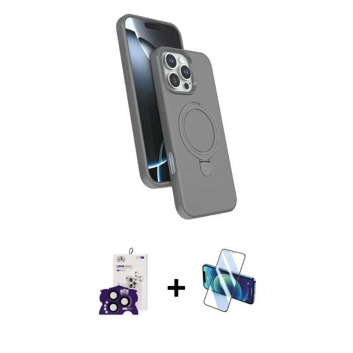MARSİLYAN™- iPhone 16 Pro Max Kılıf İz Işık Koleksiyonu - Siyah 3D Antistatik Cam Ekran Koruyucu + Bilvis Titan Kamera Lens - SH