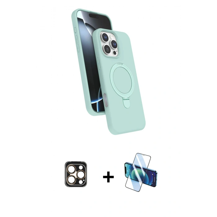 MARSİLYAN™- iPhone 16 Pro Max Kılıf İz Işık Koleksiyonu - Siyah 3D Antistatik Cam Ekran Koruyucu + PVD Metal Kamera Lens - GD