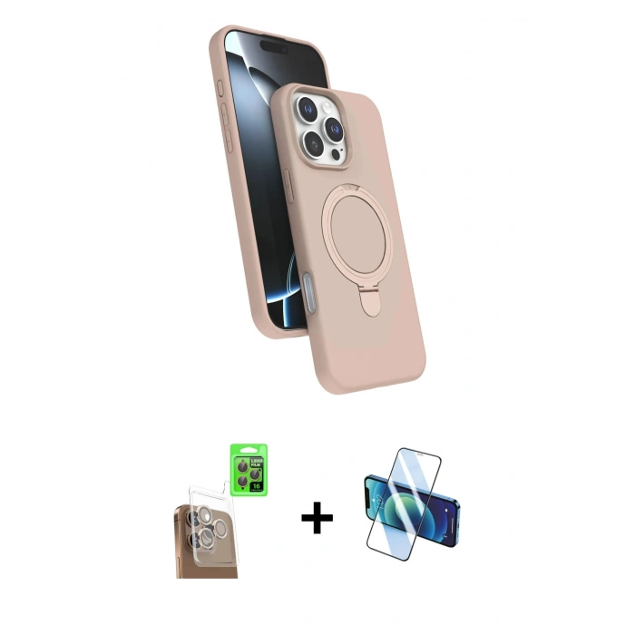 MARSİLYAN™- iPhone 16 Pro Max Kılıf İz Işık Koleksiyonu - Siyah 3D Antistatik Cam Ekran Koruyucu + Raze Metal Kamera Lens - CLTM