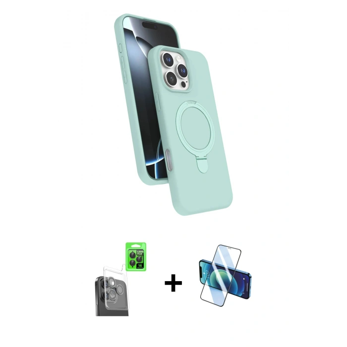 MARSİLYAN™- iPhone 16 Pro Max Kılıf İz Işık Koleksiyonu - Siyah 3D Antistatik Cam Ekran Koruyucu + Raze Metal Kamera Lens - SH