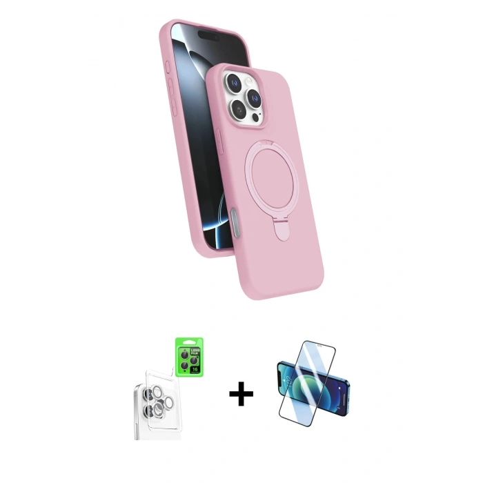 MARSİLYAN™- iPhone 16 Pro Max Kılıf İz Işık Koleksiyonu - Siyah 3D Antistatik Cam Ekran Koruyucu + Raze Metal Kamera Lens - BZ