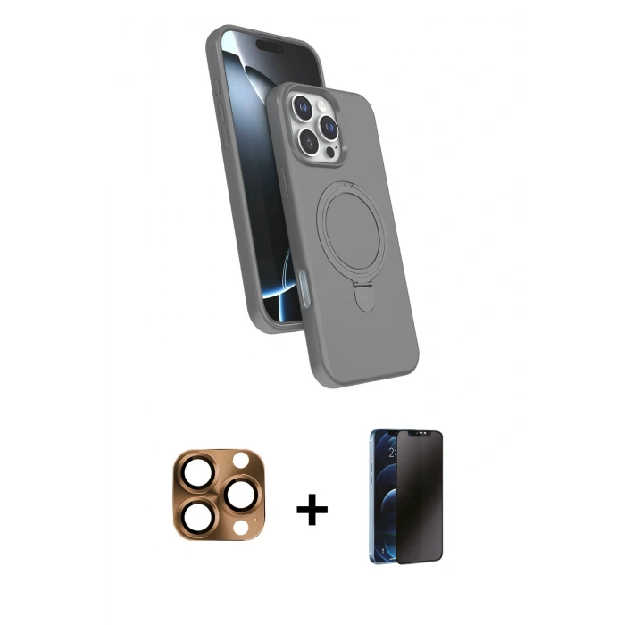 MARSİLYAN™- iPhone 16 Pro Max Kılıf İz Işık Koleksiyonu - Siyah 3D Antistatik Hayalet Cam Ekran Koruyucu + Pers Alüminyum Kamera Lens - CLTM