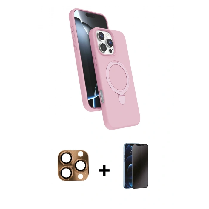MARSİLYAN™- iPhone 16 Pro Max Kılıf İz Işık Koleksiyonu - Siyah 3D Antistatik Hayalet Cam Ekran Koruyucu + Pers Alüminyum Kamera Lens - CLTM