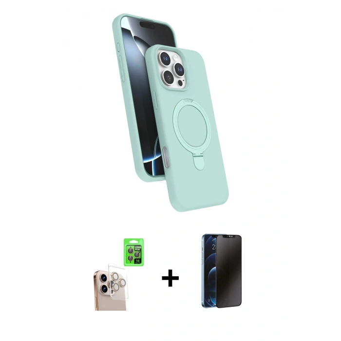MARSİLYAN™- iPhone 16 Pro Max Kılıf İz Işık Koleksiyonu - Siyah 3D Antistatik Hayalet Cam Ekran Koruyucu + Raze Metal Kamera Lens - NLGY