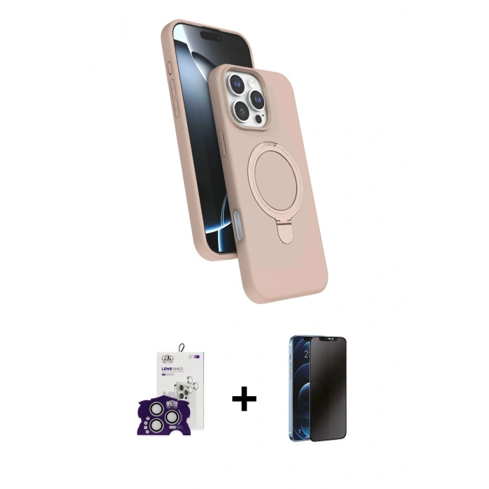 MARSİLYAN™- iPhone 16 Pro Max Kılıf İz Işık Koleksiyonu - Siyah 3D Antistatik Hayalet Cam Ekran Koruyucu + Bilvis Titan Kamera Lens - GS