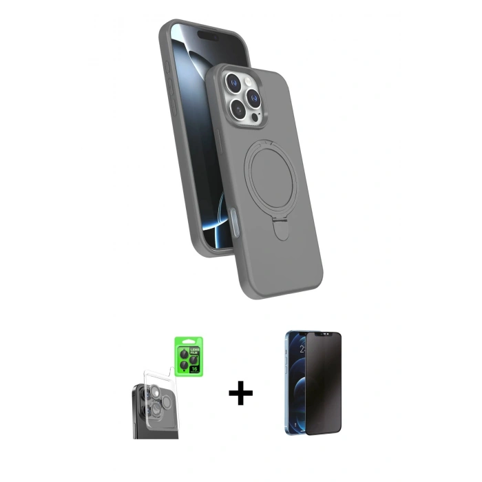 MARSİLYAN™- iPhone 16 Pro Max Kılıf İz Işık Koleksiyonu - Siyah 3D Antistatik Hayalet Cam Ekran Koruyucu + Raze Metal Kamera Lens - SH