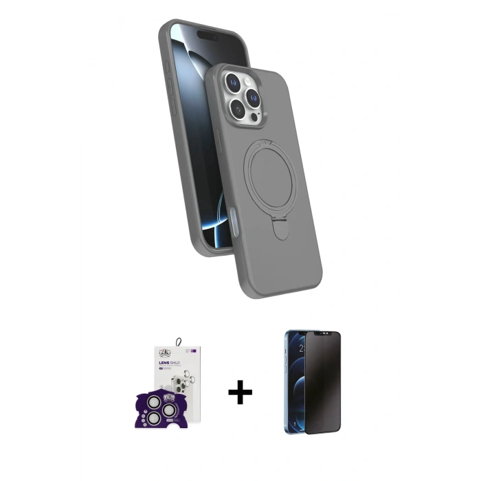 MARSİLYAN™- iPhone 16 Pro Max Kılıf İz Işık Koleksiyonu - Siyah 3D Antistatik Hayalet Cam Ekran Koruyucu + Bilvis Titan Kamera Lens - GS