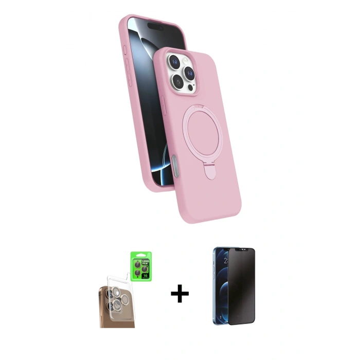 MARSİLYAN™- iPhone 16 Pro Max Kılıf İz Işık Koleksiyonu - Siyah 3D Antistatik Hayalet Cam Ekran Koruyucu + Raze Metal Kamera Lens - CLTM