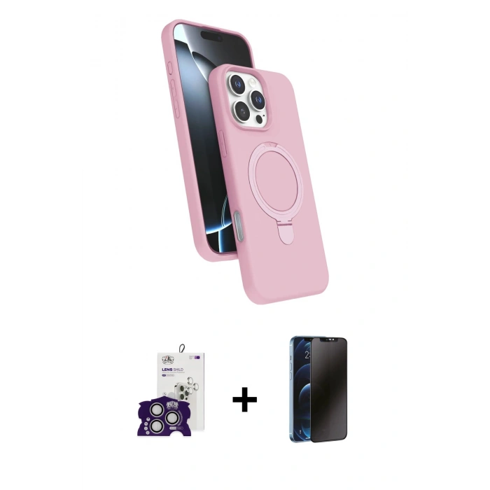 MARSİLYAN™- iPhone 16 Pro Max Kılıf İz Işık Koleksiyonu - Siyah 3D Antistatik Hayalet Cam Ekran Koruyucu + Bilvis Titan Kamera Lens - GS