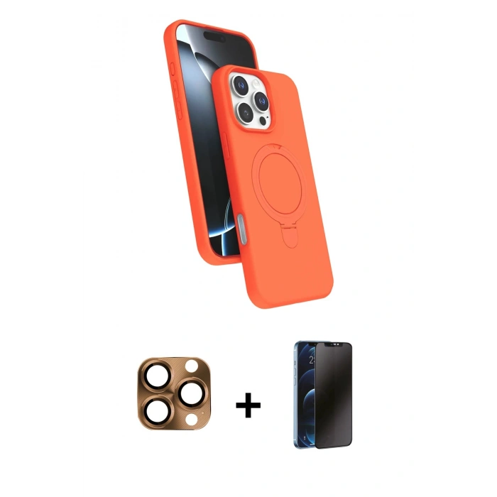 MARSİLYAN™- iPhone 16 Pro Max Kılıf İz Işık Koleksiyonu - Siyah 3D Antistatik Hayalet Cam Ekran Koruyucu + Pers Alüminyum Kamera Lens - CLTM