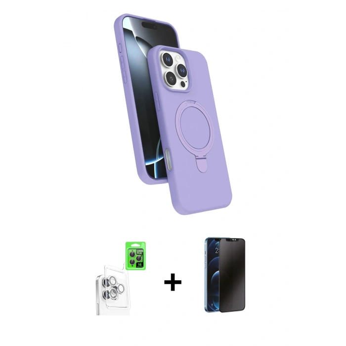 MARSİLYAN™- iPhone 16 Pro Max Kılıf İz Işık Koleksiyonu - Siyah 3D Antistatik Hayalet Cam Ekran Koruyucu + Raze Metal Kamera Lens - BZ