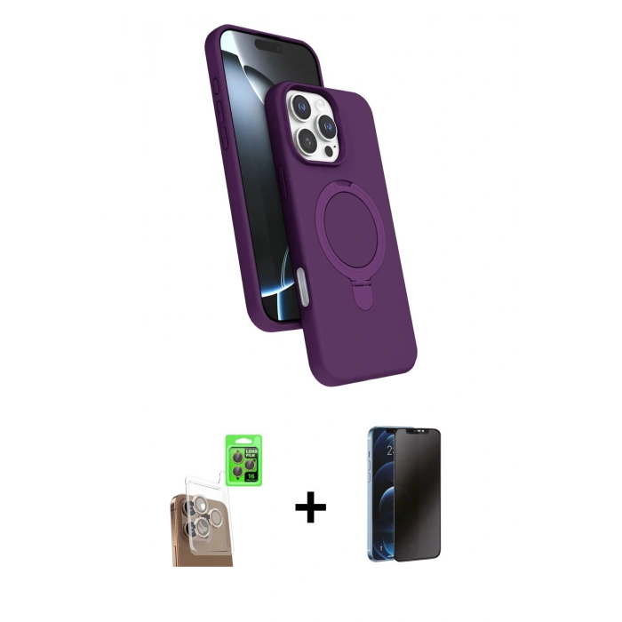 MARSİLYAN™- iPhone 16 Pro Max Kılıf İz Işık Koleksiyonu - Siyah 3D Antistatik Hayalet Cam Ekran Koruyucu + Raze Metal Kamera Lens - CLTM