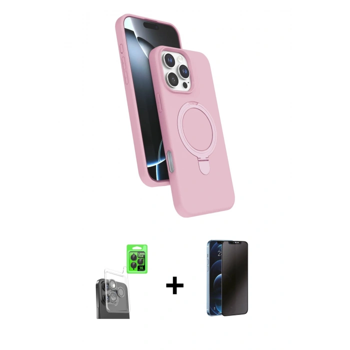 MARSİLYAN™- iPhone 16 Pro Max Kılıf İz Işık Koleksiyonu - Siyah 3D Antistatik Hayalet Cam Ekran Koruyucu + Raze Metal Kamera Lens - SH