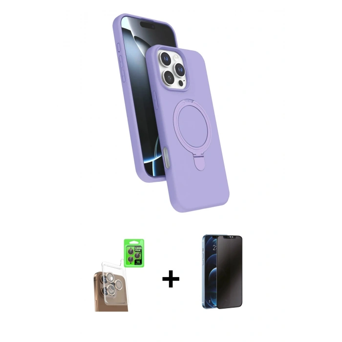 MARSİLYAN™- iPhone 16 Pro Max Kılıf İz Işık Koleksiyonu - Siyah 3D Antistatik Hayalet Cam Ekran Koruyucu + Raze Metal Kamera Lens - CLTM