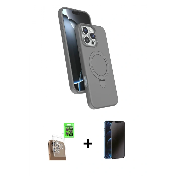 MARSİLYAN™- iPhone 16 Pro Max Kılıf İz Işık Koleksiyonu - Siyah 3D Antistatik Hayalet Cam Ekran Koruyucu + Raze Metal Kamera Lens - CLTM