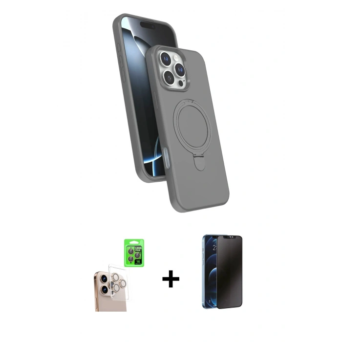 MARSİLYAN™- iPhone 16 Pro Max Kılıf İz Işık Koleksiyonu - Siyah 3D Antistatik Hayalet Cam Ekran Koruyucu + Raze Metal Kamera Lens - NLGY