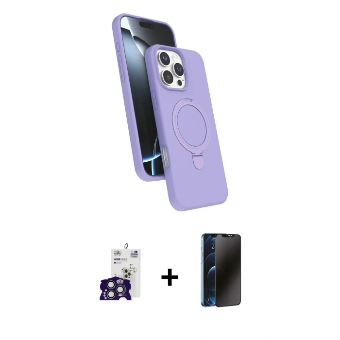 MARSİLYAN™- iPhone 16 Pro Max Kılıf İz Işık Koleksiyonu - Siyah 3D Antistatik Hayalet Cam Ekran Koruyucu + Bilvis Titan Kamera Lens - TMGI